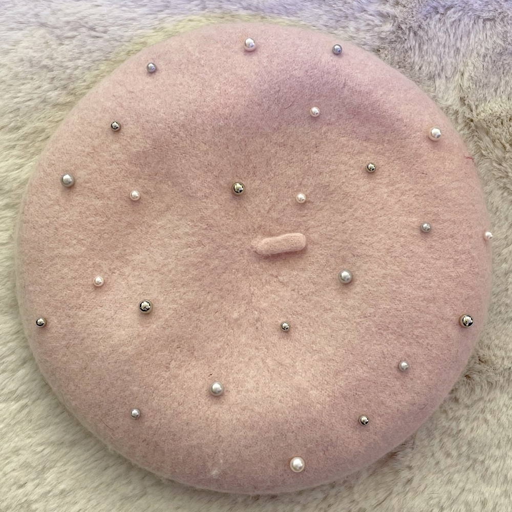 Pink Beaded Beret